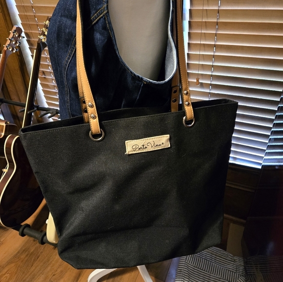 Porto Vino Canvas Tote Bag with Tan Handles - Picture 1 of 7
